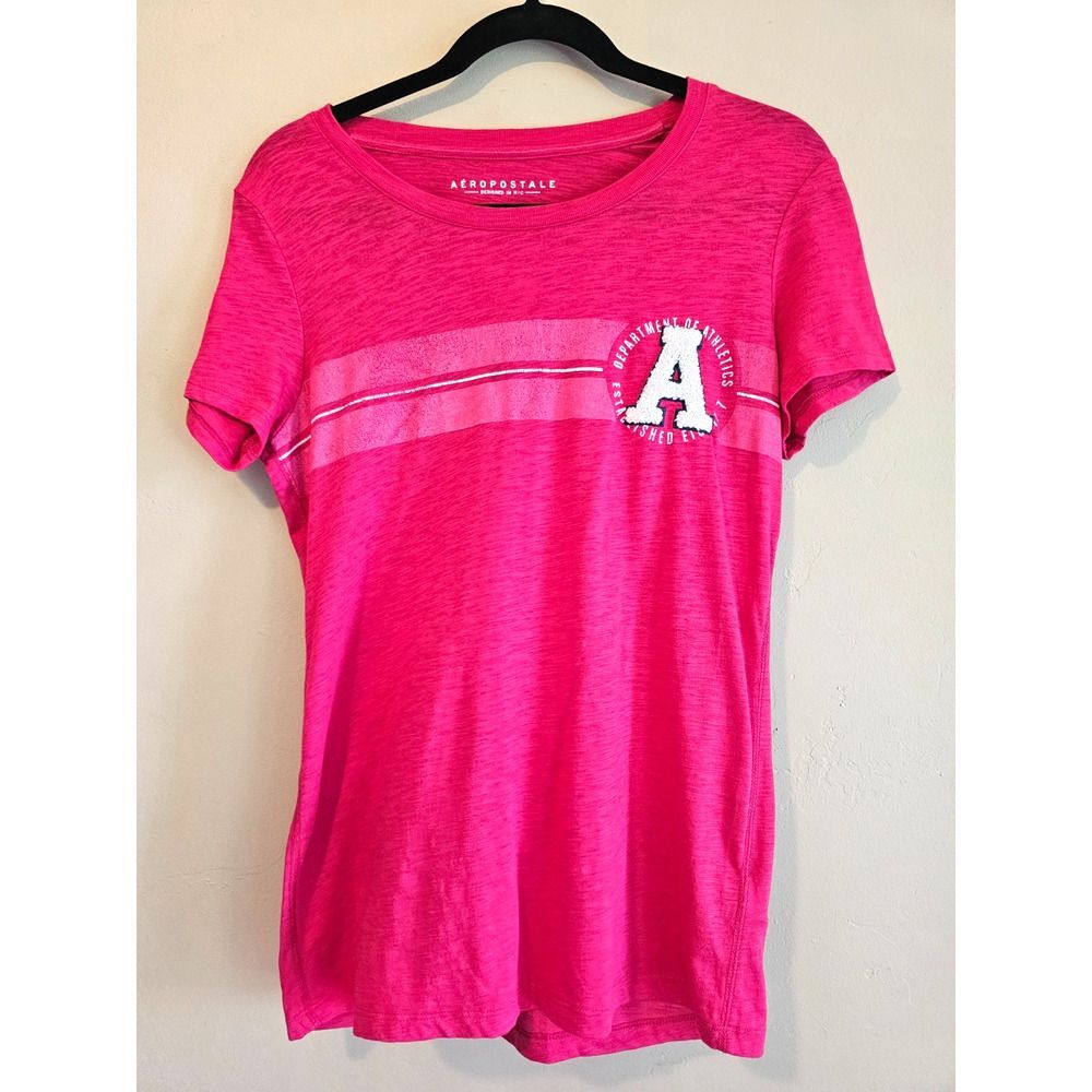 Aeropostale pink, Y2K, short sleeve t shirt, fuzzy A, Size L, 2016